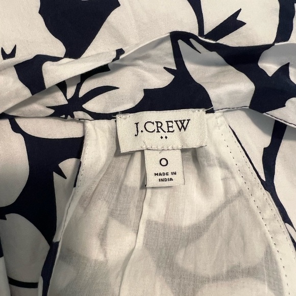 J Crew Bow Neck Halter Cotton Mini Floral Tropical Shift Dress Navy White Size 0 - Picture 8 of 17